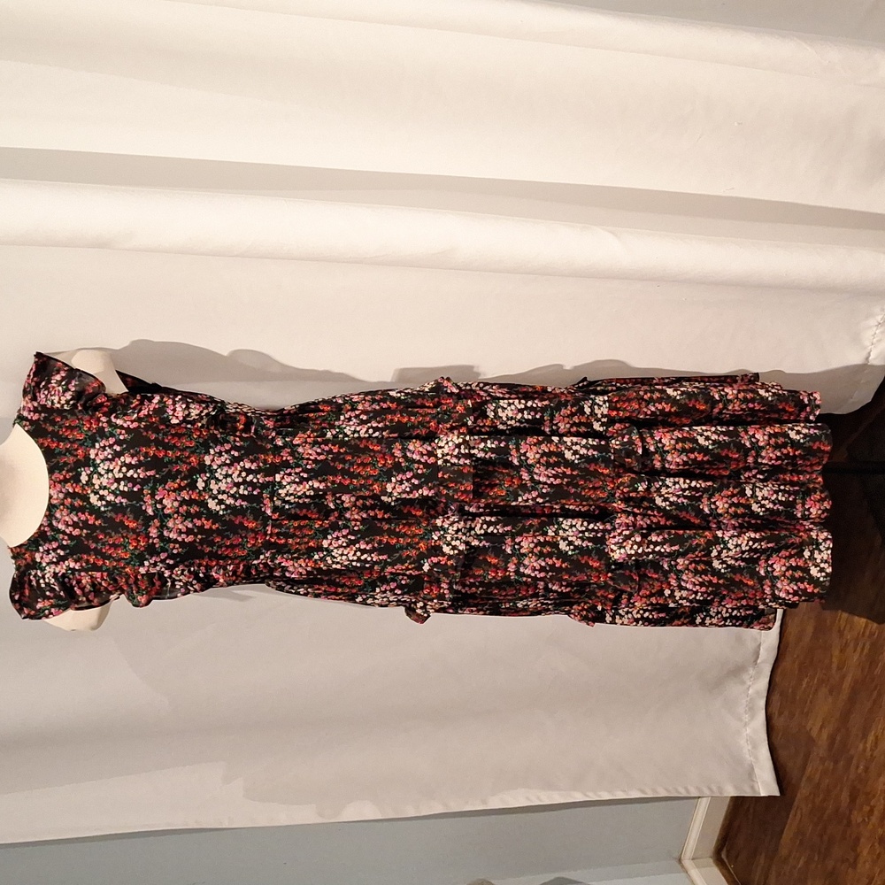 J. Crew Factory Dark Floral Ruffle maxi dress